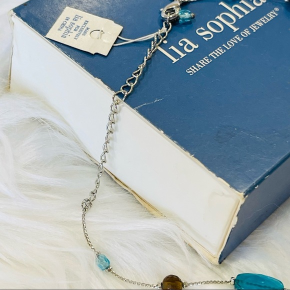 LIA SOPHIA necklace style 205 silver turquoise and brown crystals adjustable - Picture 10 of 11